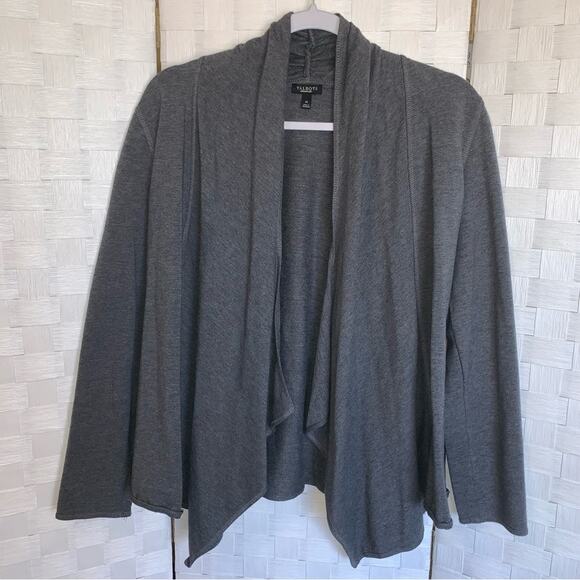 Talbots Grey Open Front Prima Cotton Cardigan Sweater Women’s Size Medium - Picture 1 of 12